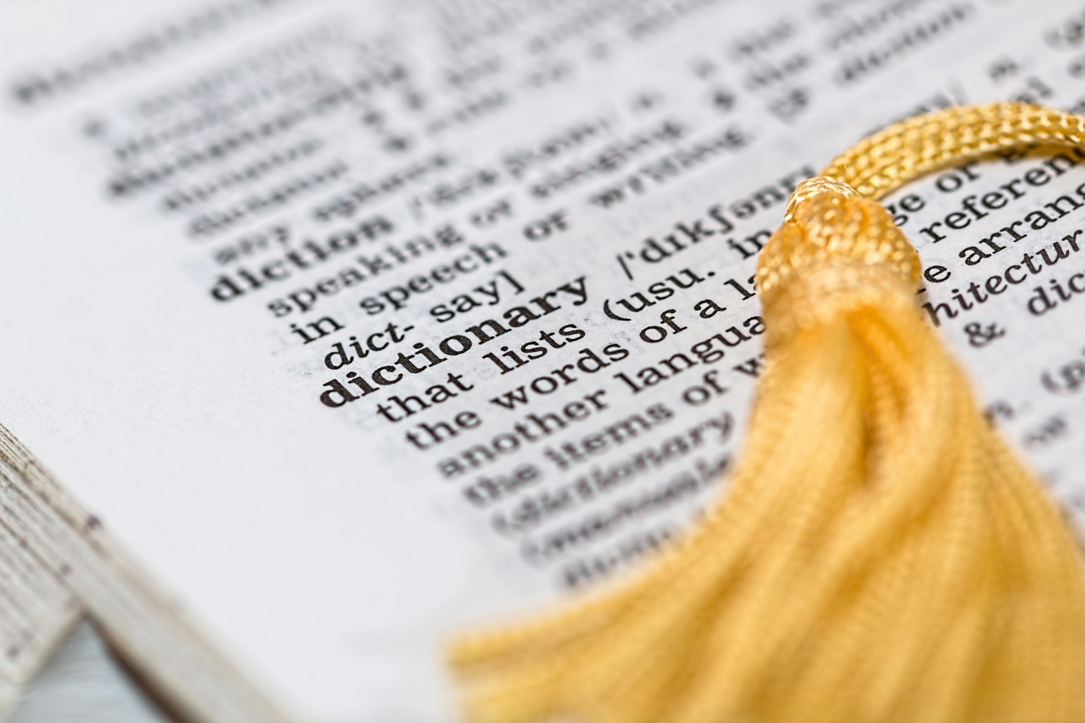 A close up of a dictionary page