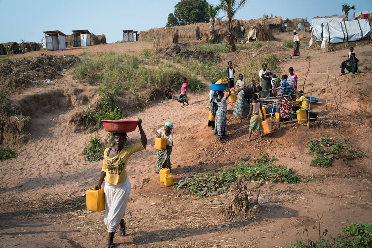 People walking in a landscape in Africa