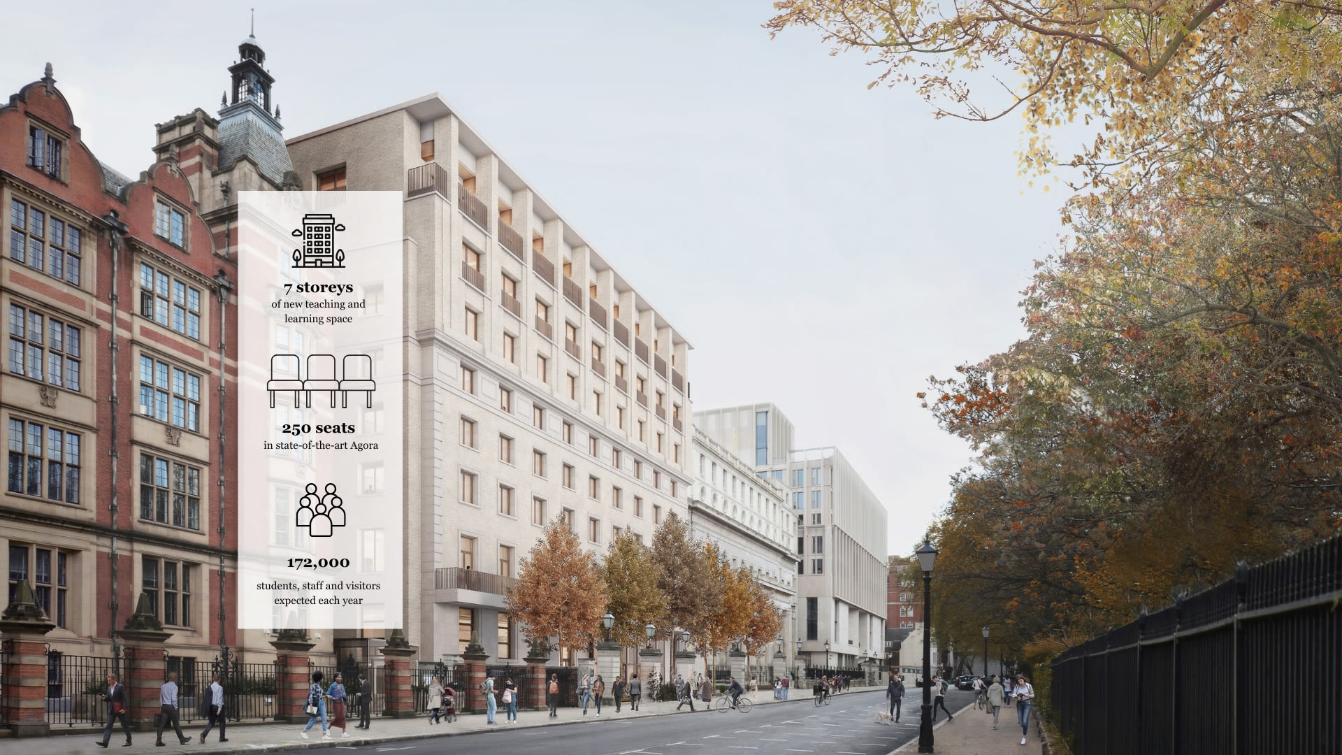 An architectural rendering of the future FIroz Lalji Global Hub, facing out onto Lincoln's Inn Field.